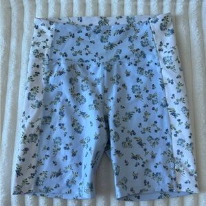 Sage Collective Blue Floral Bike Shorts